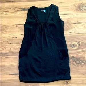 Laila‎ Azhar Black Ruched Sleeveless Sheath 100% Silk Mini Dress Sz 4 Old Money